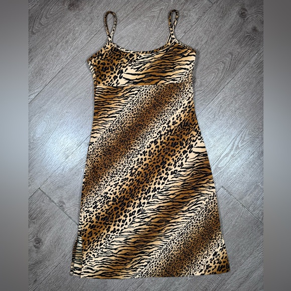 Vintage Leopard Print Spaghetti Strap Dress - Picture 2 of 4